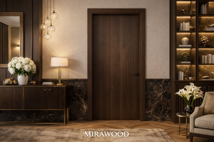 6 Mirawood (Code 02): Elegant Door with Dark Wood Design – Image 1